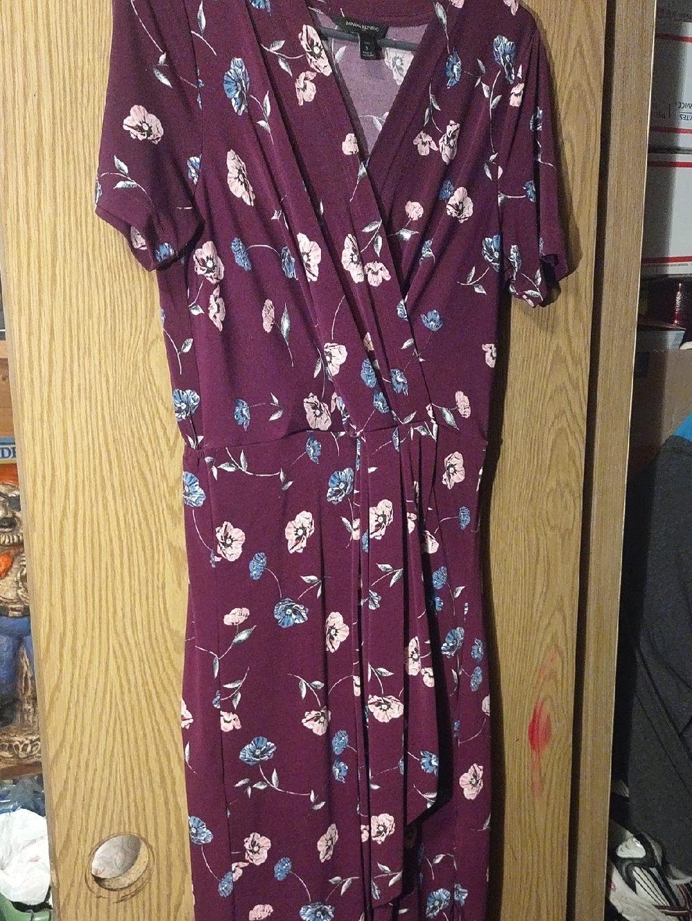 Banana Republic Plum Floral Wrap Midi Dress